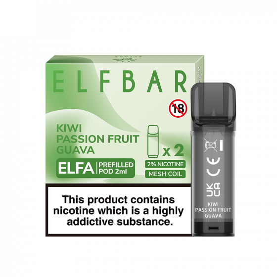 elf bar elfa pods kiwi passion fruit guava 20mg nikotin 2 stück