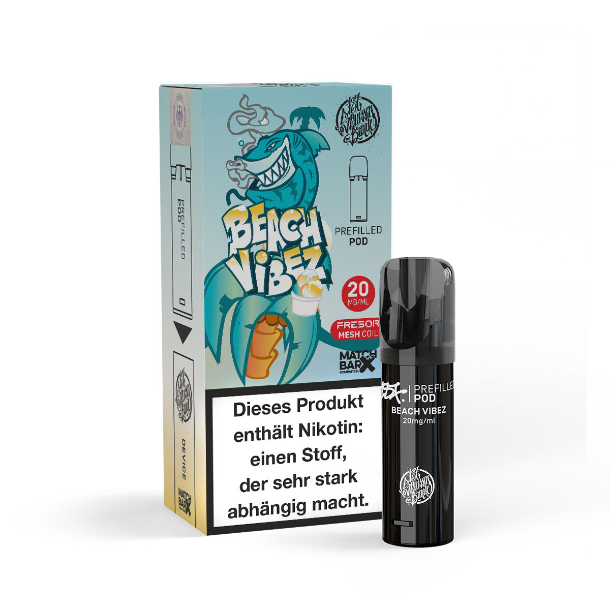 e-liquid pod 187 strassenbande mit 20mg nikotin beach vibez
