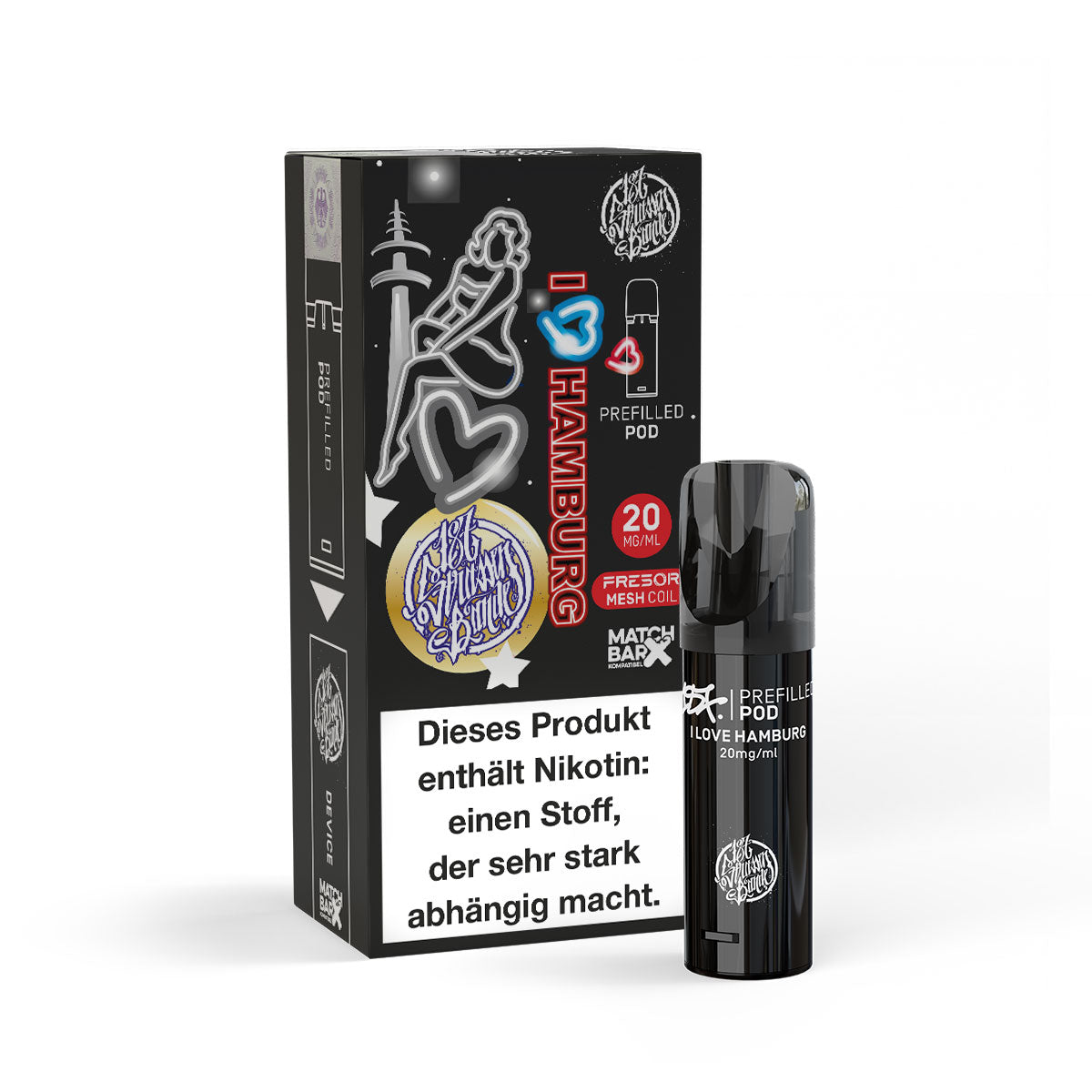 e-liquid pod 187 strassenbande mit 20mg nikotin i love hamburg