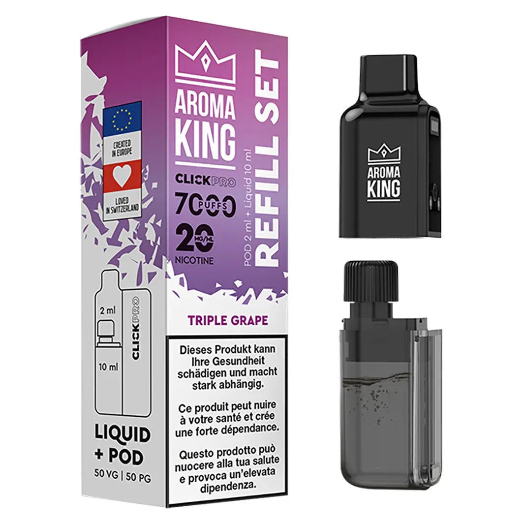 AROMA KING click pro pod triple grape 20mg nachfüllset mit drei traubenaromen