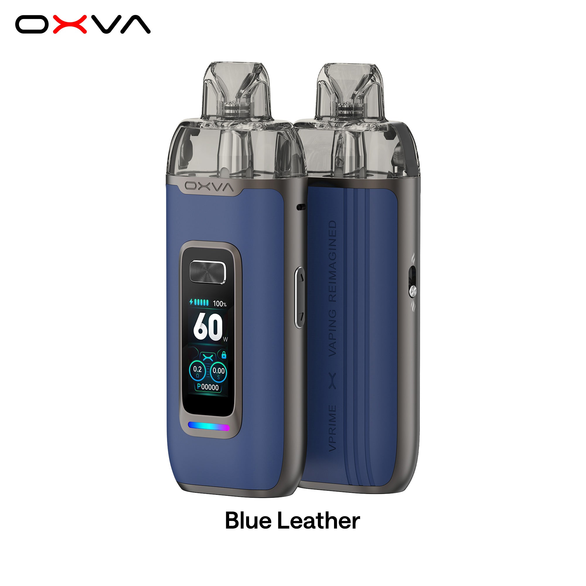 e-zigarette oxva vprime blau leder vorne und hinten
