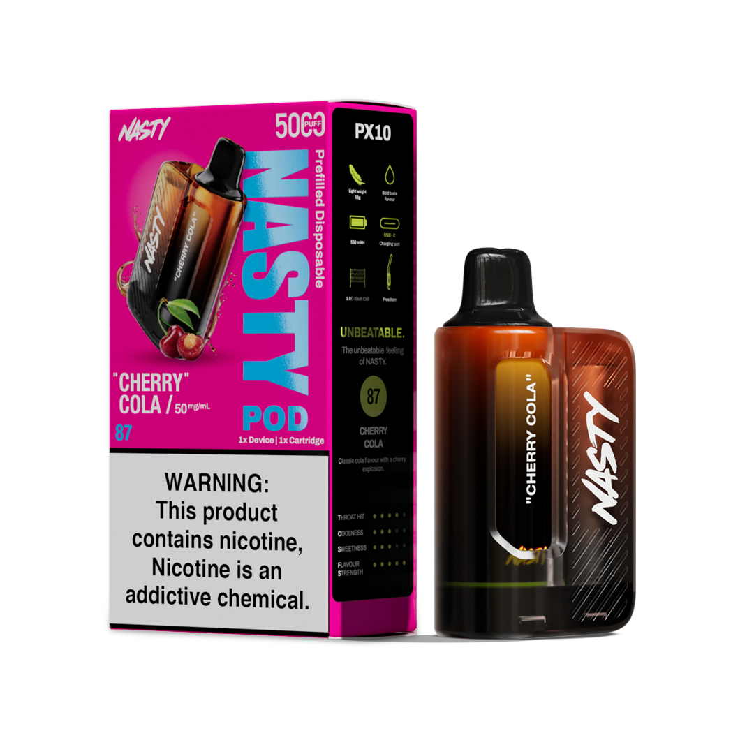 nasty px10 pods 5000puffs mit 20mg nikotin cherry cola 2 stück