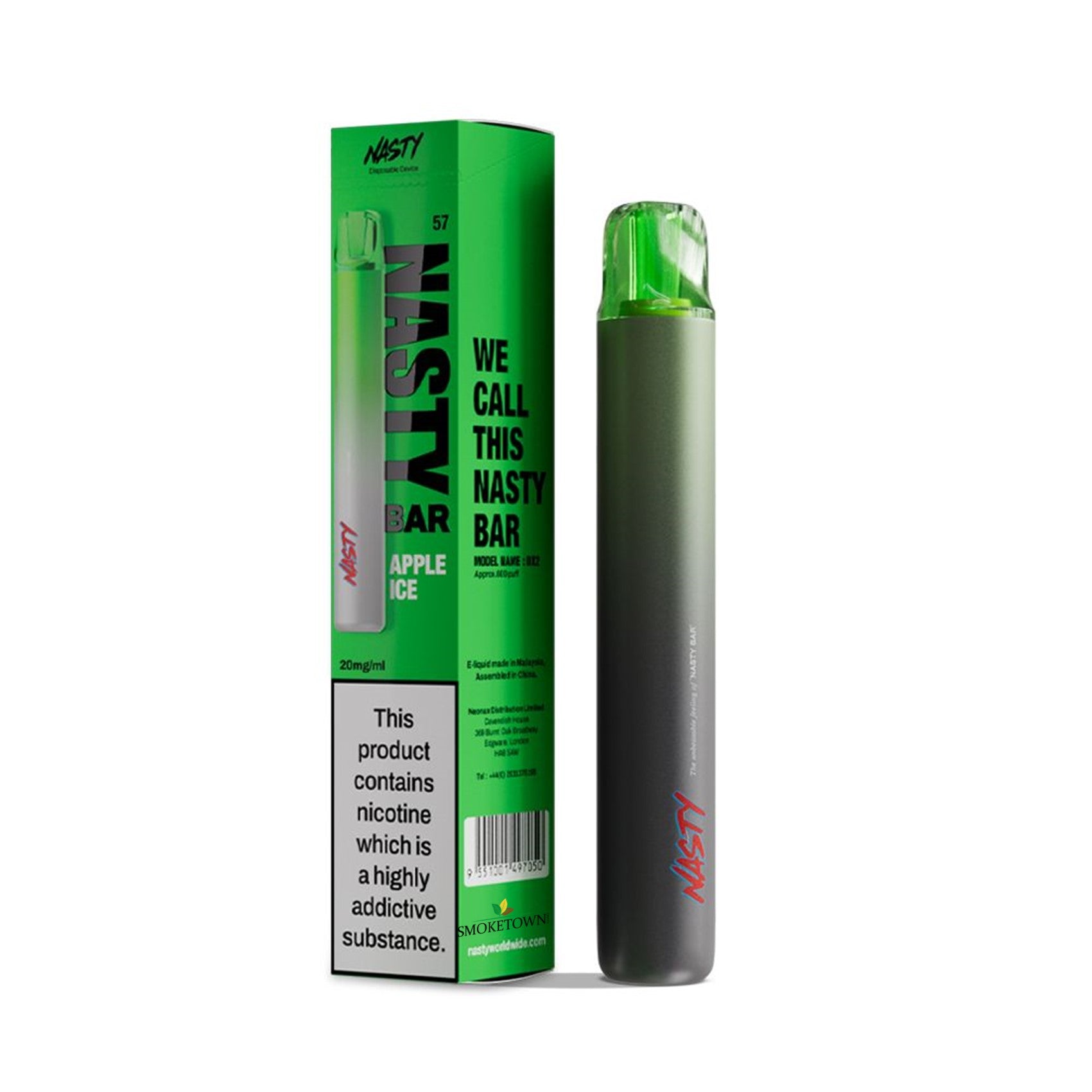 nasty dx2 vape 600 puffs 20mg nikotin apple ice