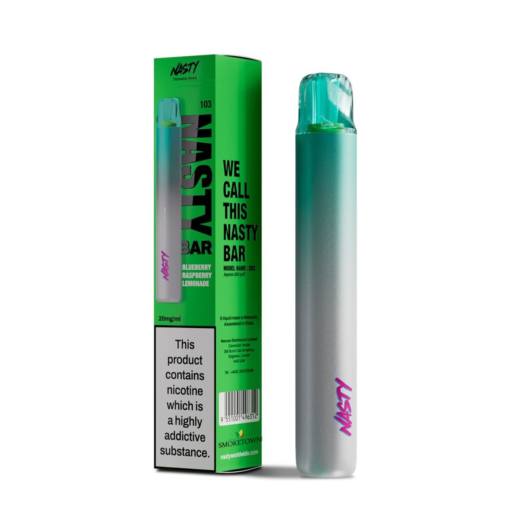 nasty dx2 vape 600 puffs 20mg nikotin blueberry raspberry lemonade