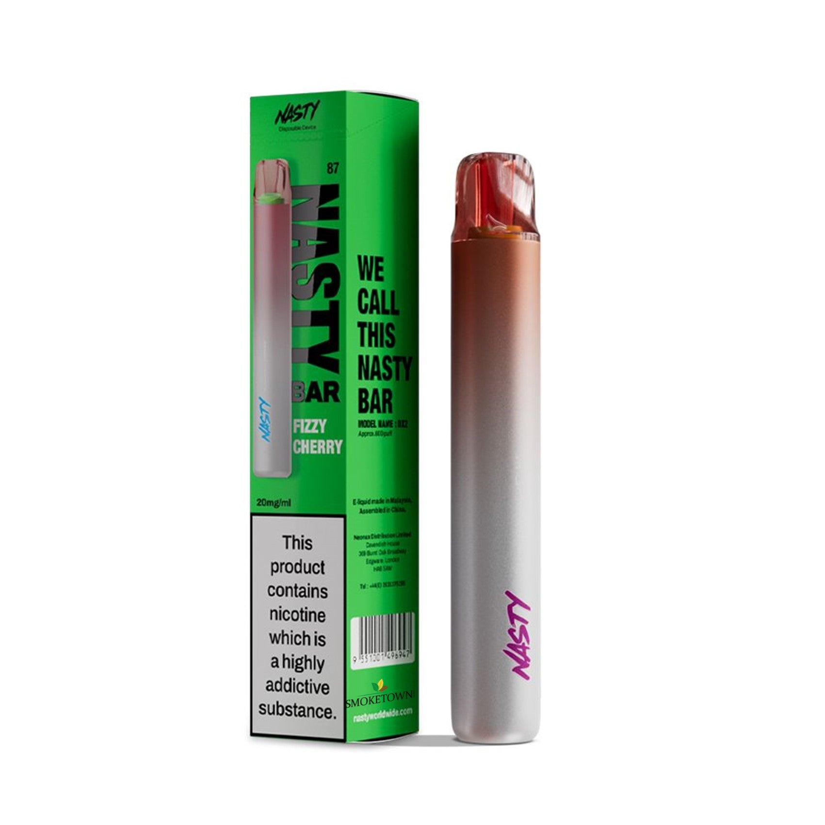 nasty dx2 vape 600 puffs 20mg nikotin fizzy cherry