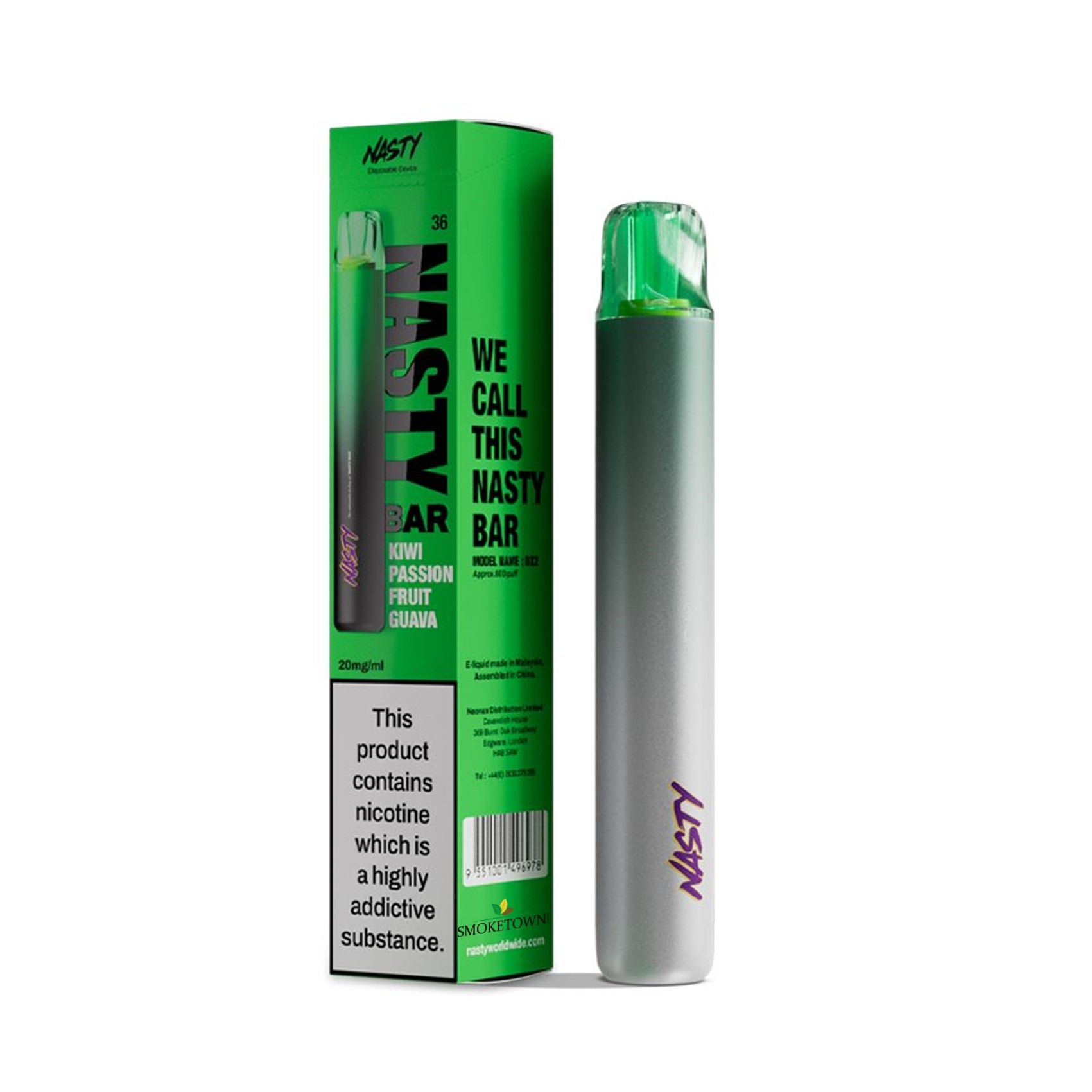 nasty dx2 vape 600 puffs 20mg nikotin kiwi passion fruit guava