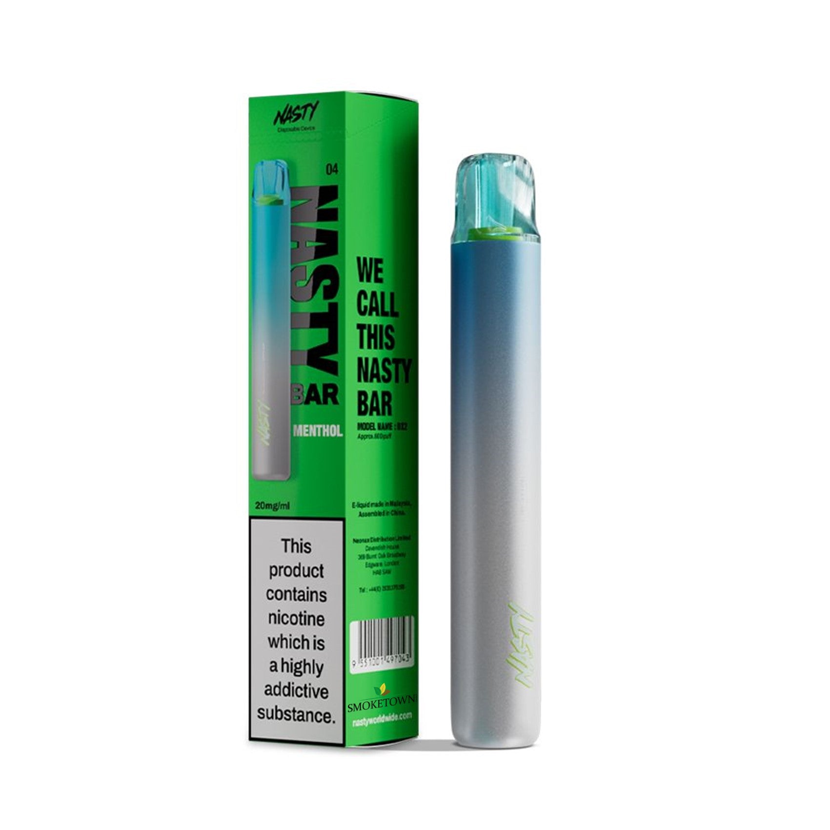 nasty dx2 vape 600 puffs 20mg nikotin menthol