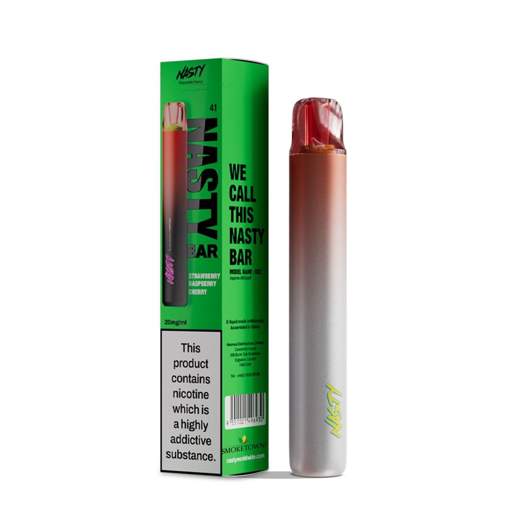 nasty dx2 vape 600 puffs 20mg nikotin strawberry raspberry cherry