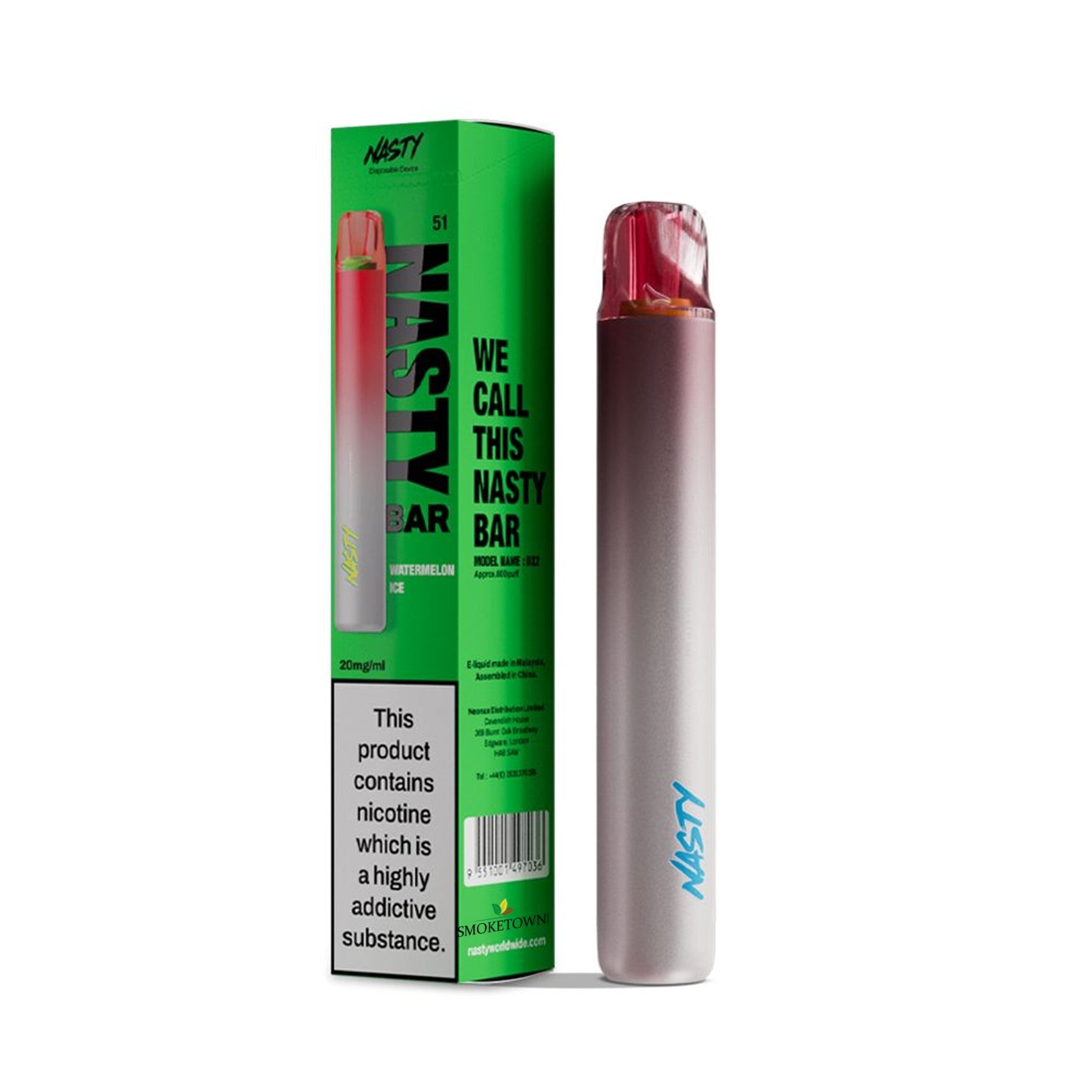 nasty dx2 vape 600 puffs 20mg nikotin watermelon ice