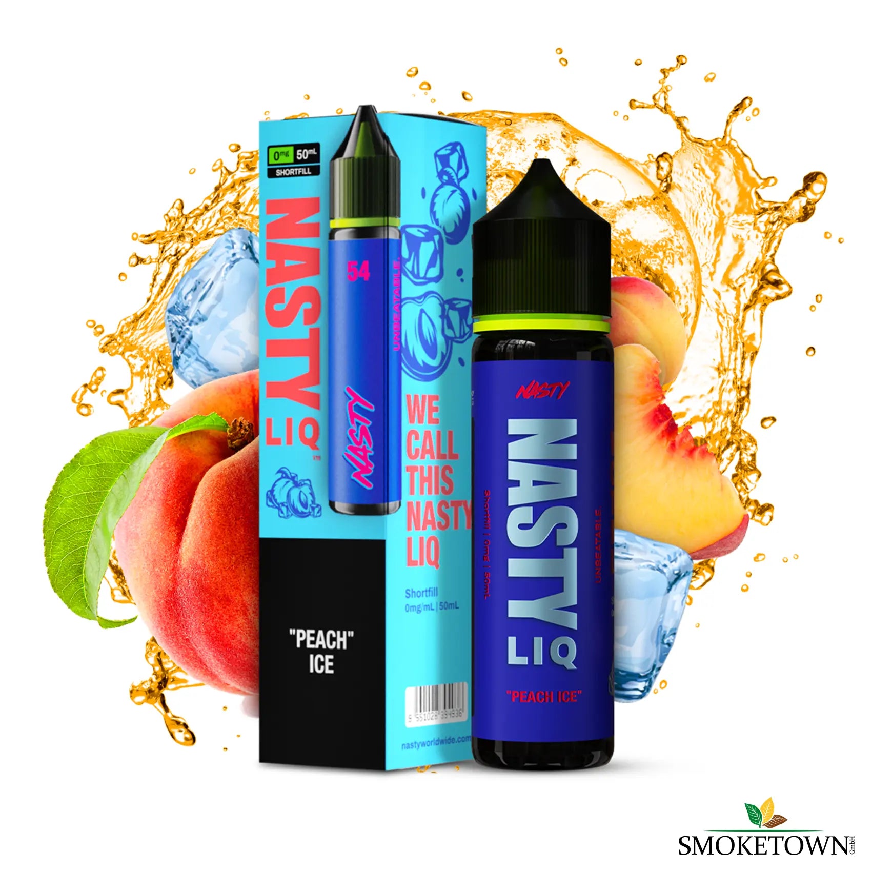 NASTY LIQ peach ice 50ml shortfill e liquid pfirsich eisig