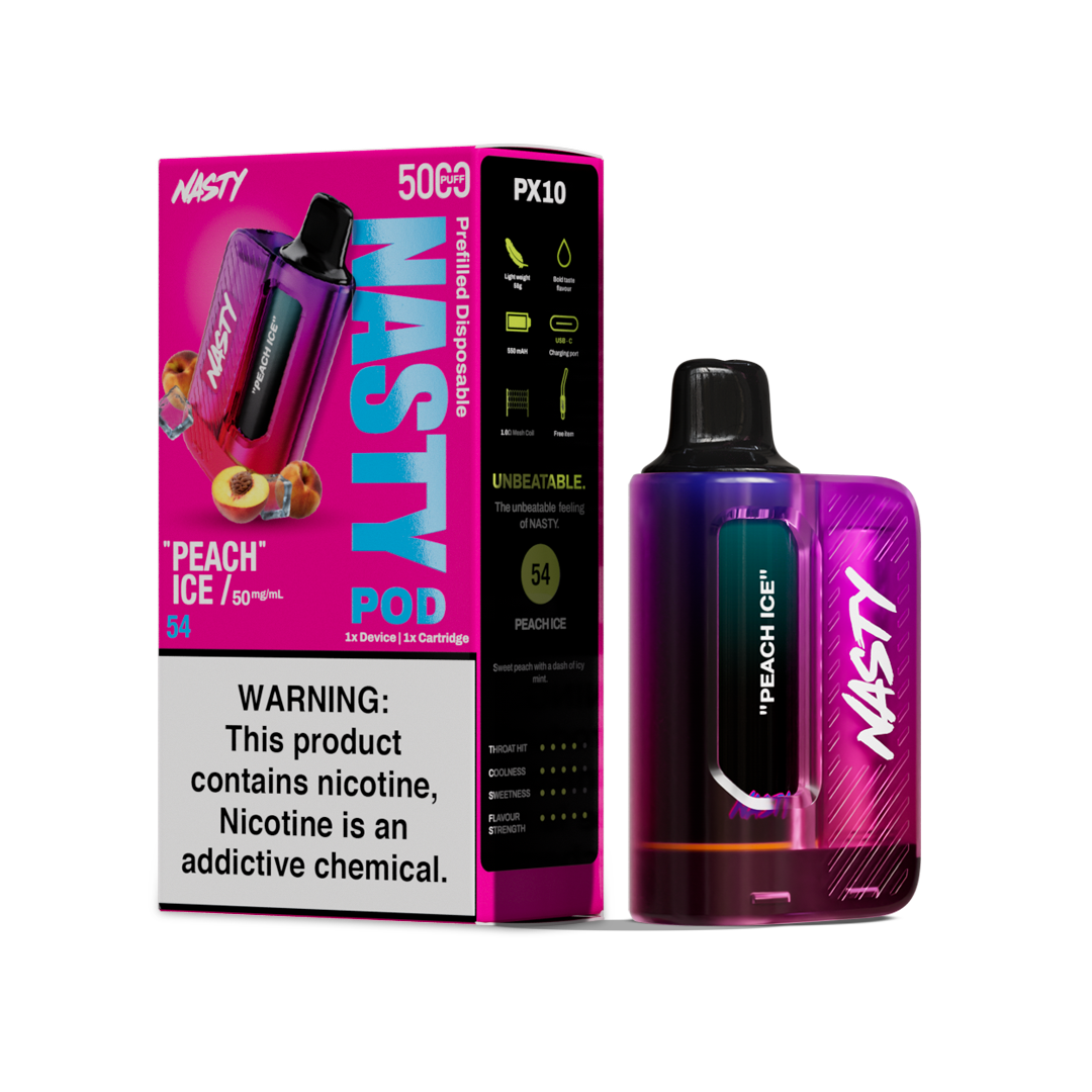 nasty px10 pods 5000puffs mit 20mg nikotin peach ice 2 stück