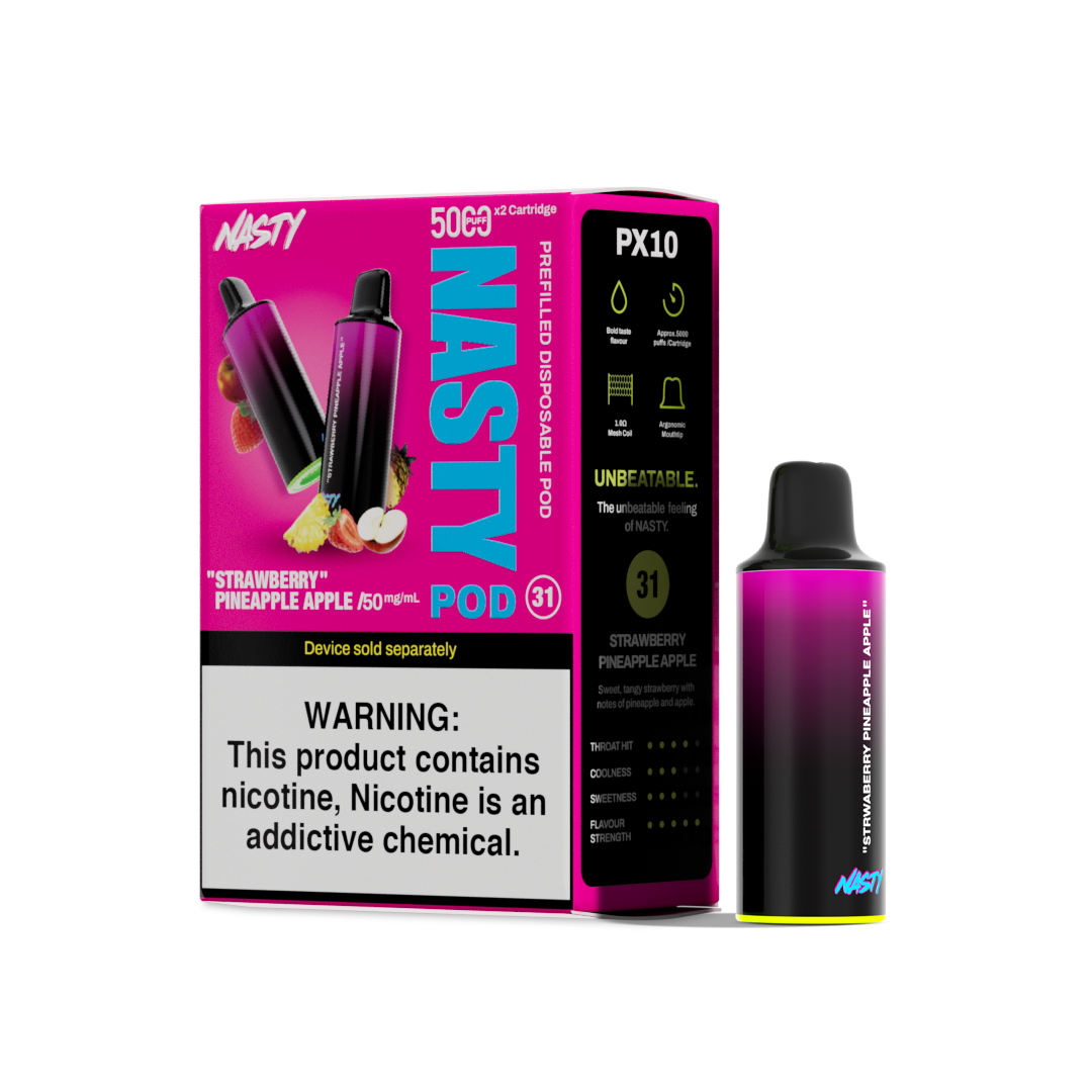 nasty px10 pods 5000puffs mit 20mg nikotin strawberry pineapple apple