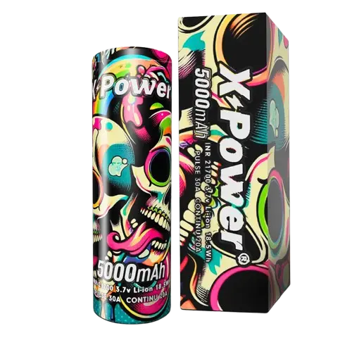X Power 21700 5000mAh Lithium-Ionen Akku, wiederaufladbare Hochleistungs-Batterie für E-Zigaretten, Vape Mods und elektronische Geräte, 3,7V Li-Ion Akku im 21700 Format mit hoher Kapazität und langer Laufzeit für leistungsstarke Anwendungen.