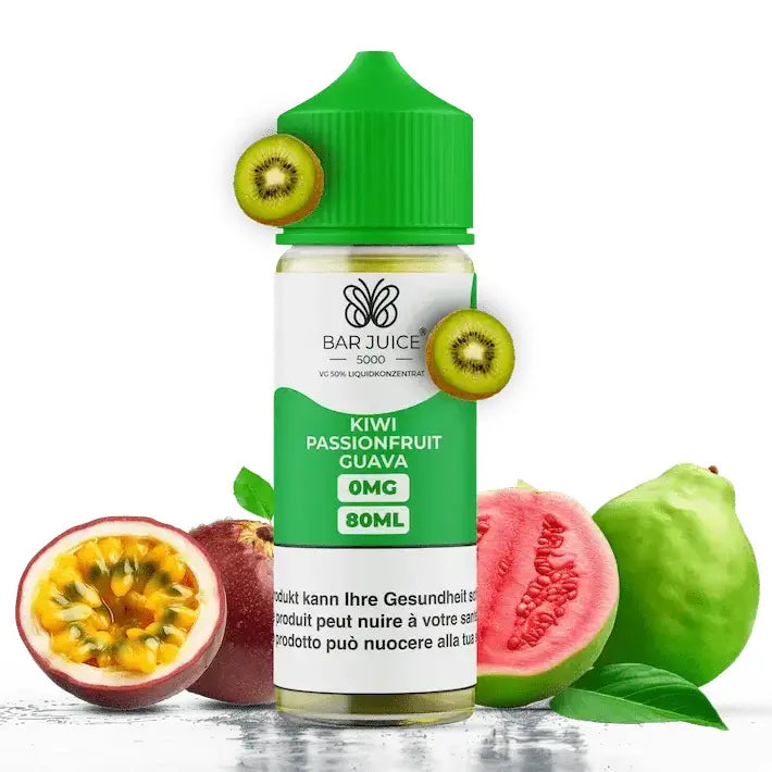 BAR JUICE e liquid kiwi passionfruit guava 80ml nachfuellflasche mit kiwi passionsfrucht und guave geschmack fuer e zigaretten in plastikflasche 0mg nikotin