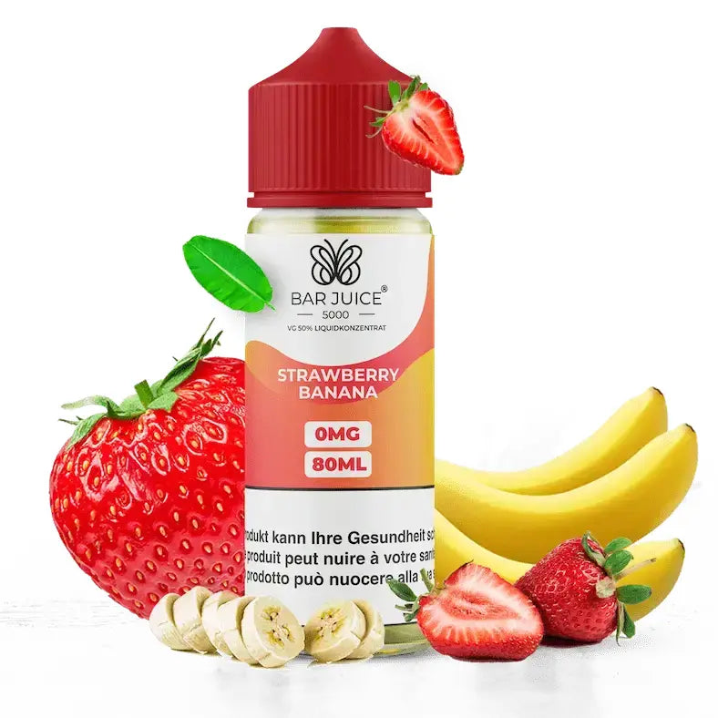 BAR JUICE e liquid strawberry banana 80ml nachfuellflasche mit erdbeere und banane geschmack fuer e zigaretten in plastikflasche 0mg nikotin