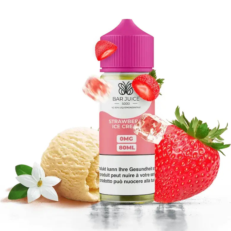 BAR JUICE e liquid strawberry ice cream 80ml nachfuellflasche mit erdbeere und eiscreme geschmack fuer e zigaretten in plastikflasche 0mg nikotin