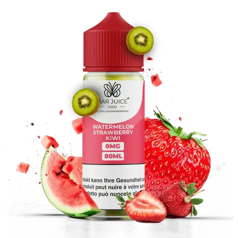 BAR JUICE e liquid watermelon strawberry kiwi 80ml nachfuellflasche mit wassermelone erdbeere und kiwi geschmack fuer e zigaretten in plastikflasche 0mg nikotin