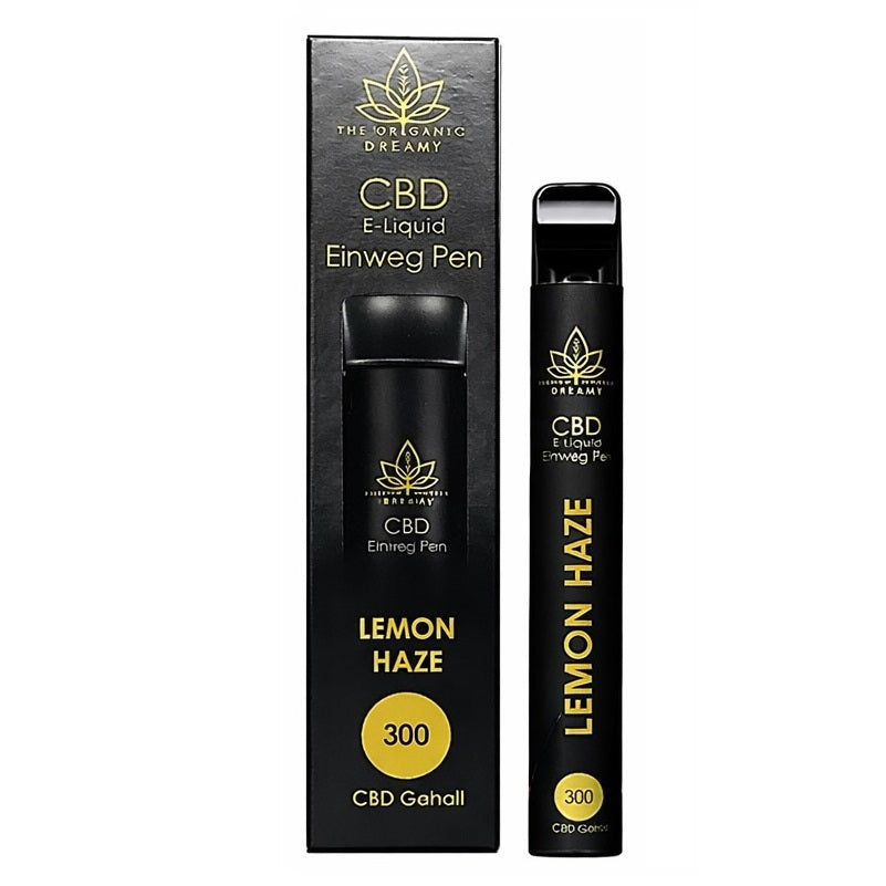 Dreamy CBD Vape Lemon Haze Einweg Vape Pen mit 300mg CBD, nikotinfreier Full-Spectrum CBD Vape mit frischem Zitronen-Haze-Aroma, THC <0,2%, sofort einsatzbereiter CBD Vape für entspannende Anwendung und intensiven citrus-hanfartigen Geschmack mit natürlichen Terpenen.