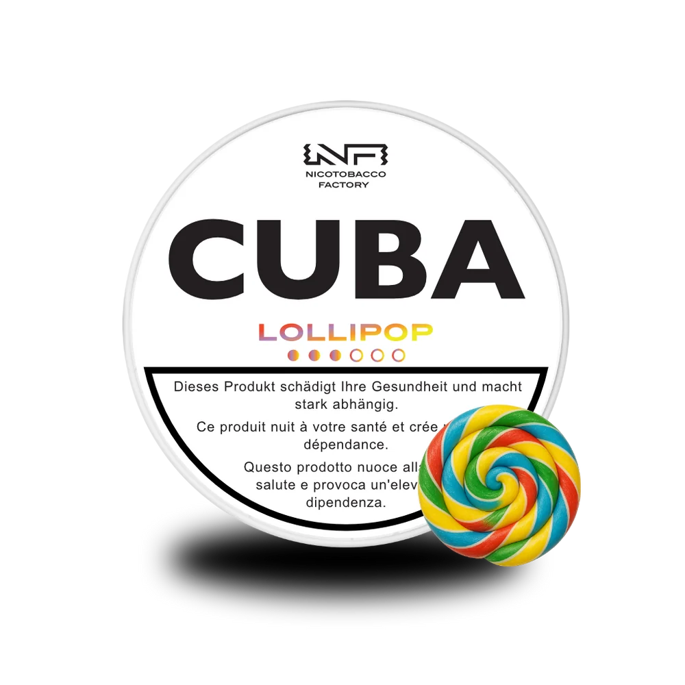 CUBA Snus White Lollipop – tabakfreie Nicotine Pouches mit süssem Lollipop-Aroma im Slim-Format, bis 16 mg Nikotin