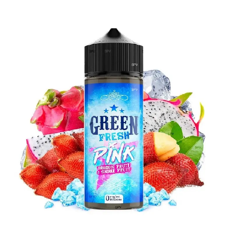 e-liquid green fresh, 100ml ohne nikotin, pink dragonfruit & snakefruit ice