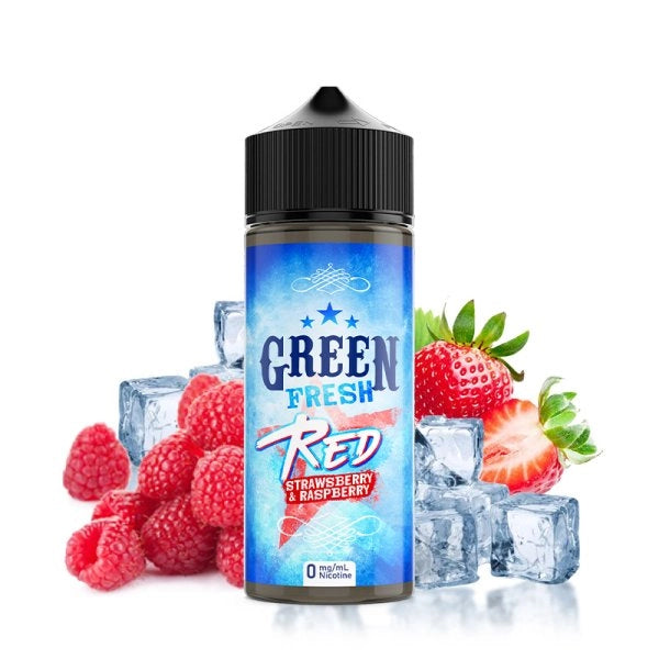 e-liquid green fresh, 100ml ohne nikotin, red strawberry raspberry ice