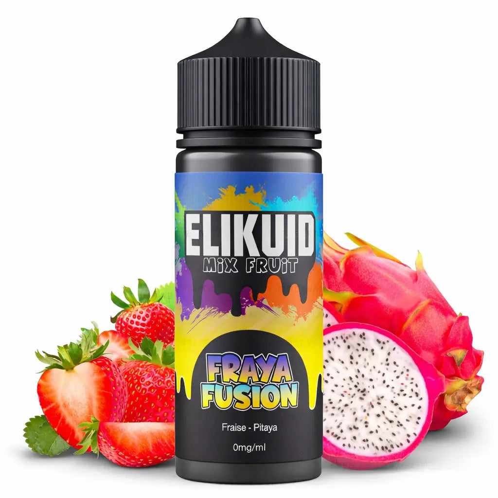 ELIKUID e liquid mix fruit fraya fusion 100ml nachfuellflasche mit gemischten fruechten erdbeer und drachenfrucht geschmack fuer e zigaretten in plastikflasche