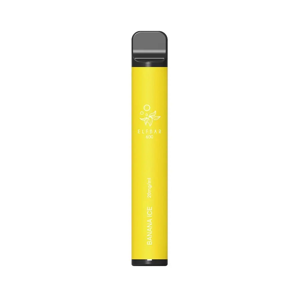 elf bar einweg vape mit 600 puffs und 20mg nikotin mit dem aroma banane minze