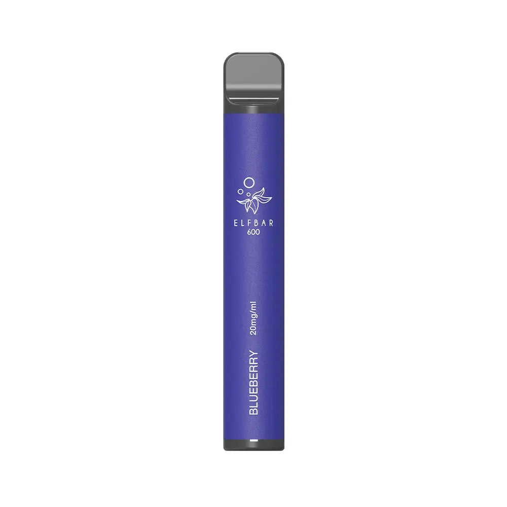 elf bar einweg vape mit 600 puffs und 20mg nikotin mit dem aroma blaubeere