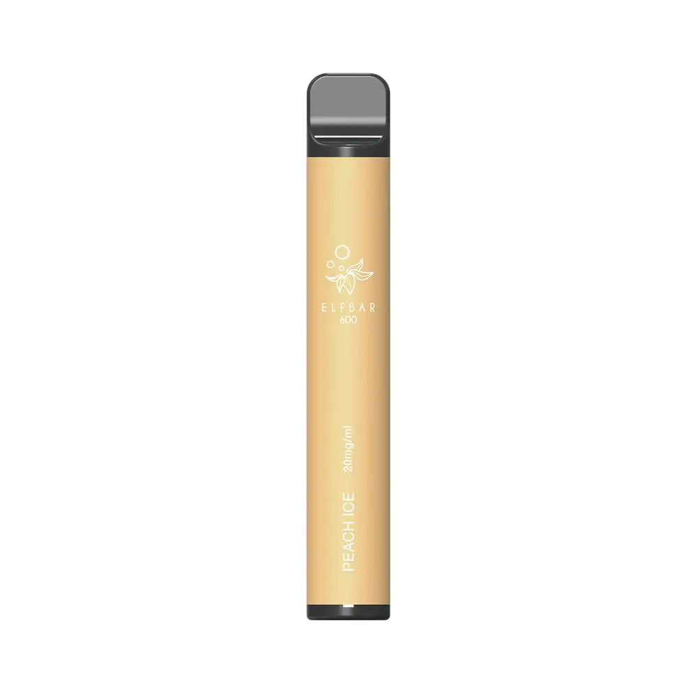 elf bar einweg vape mit 600 puffs und 20mg nikotin mit dem aroma pfirsich minze