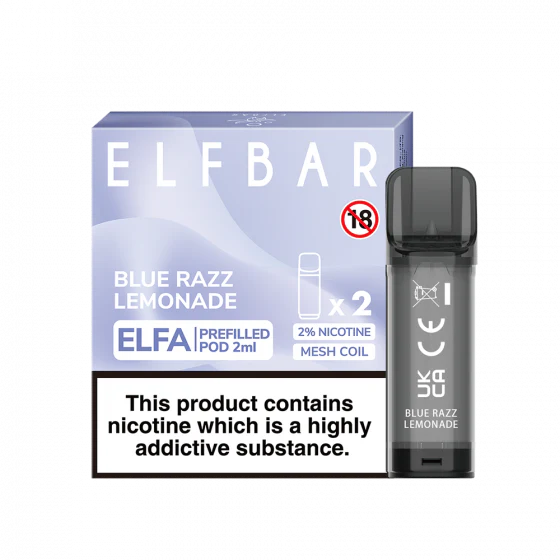 elfbar elfa pods 20mg mit blue razz lemonade aroma, 2 pods mit 1200 puffs