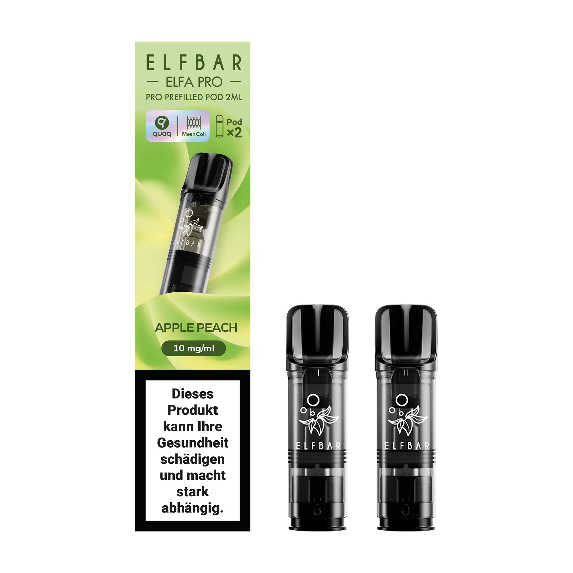 elfbar elfa pro pods 10mg mit apfel pfirsich aroma, 2 pods mit 1200 puffs