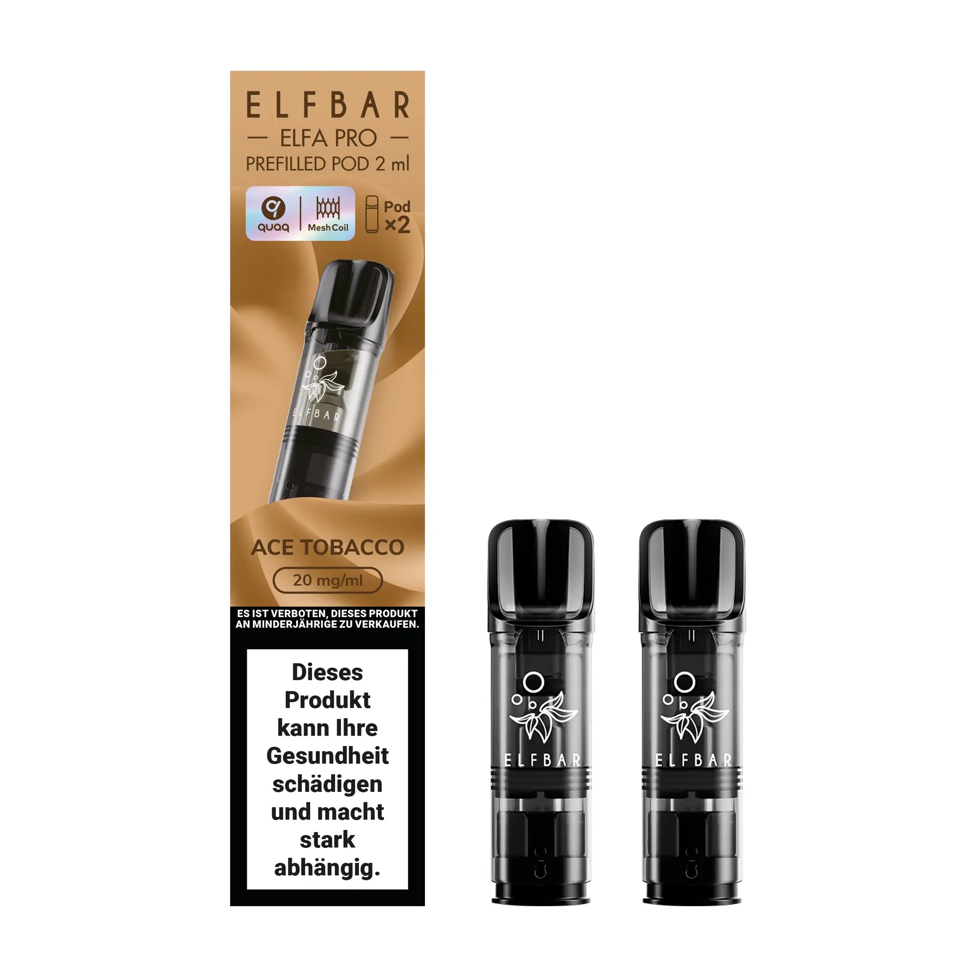 elfbar elfa pro pods 20mg mit tabak aroma, 2 pods mit 1200 puffs