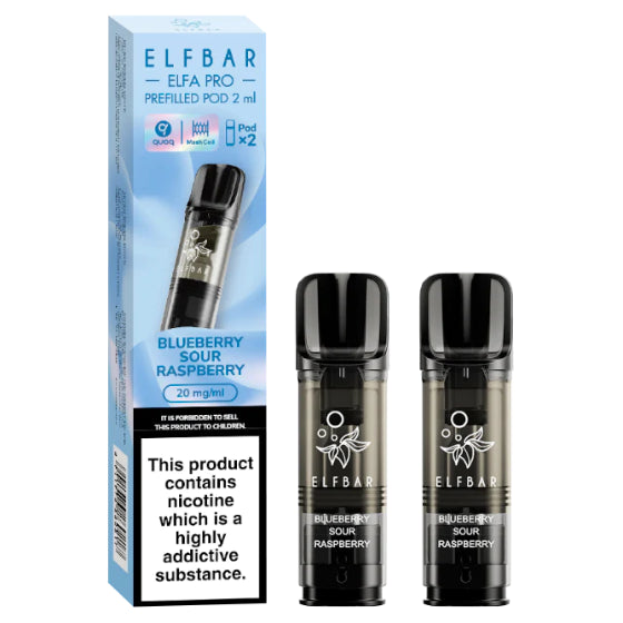 elfbar elfa pro pods 20mg mit blueberry sour raspberry aroma, 2 pods mit 1200 puffs