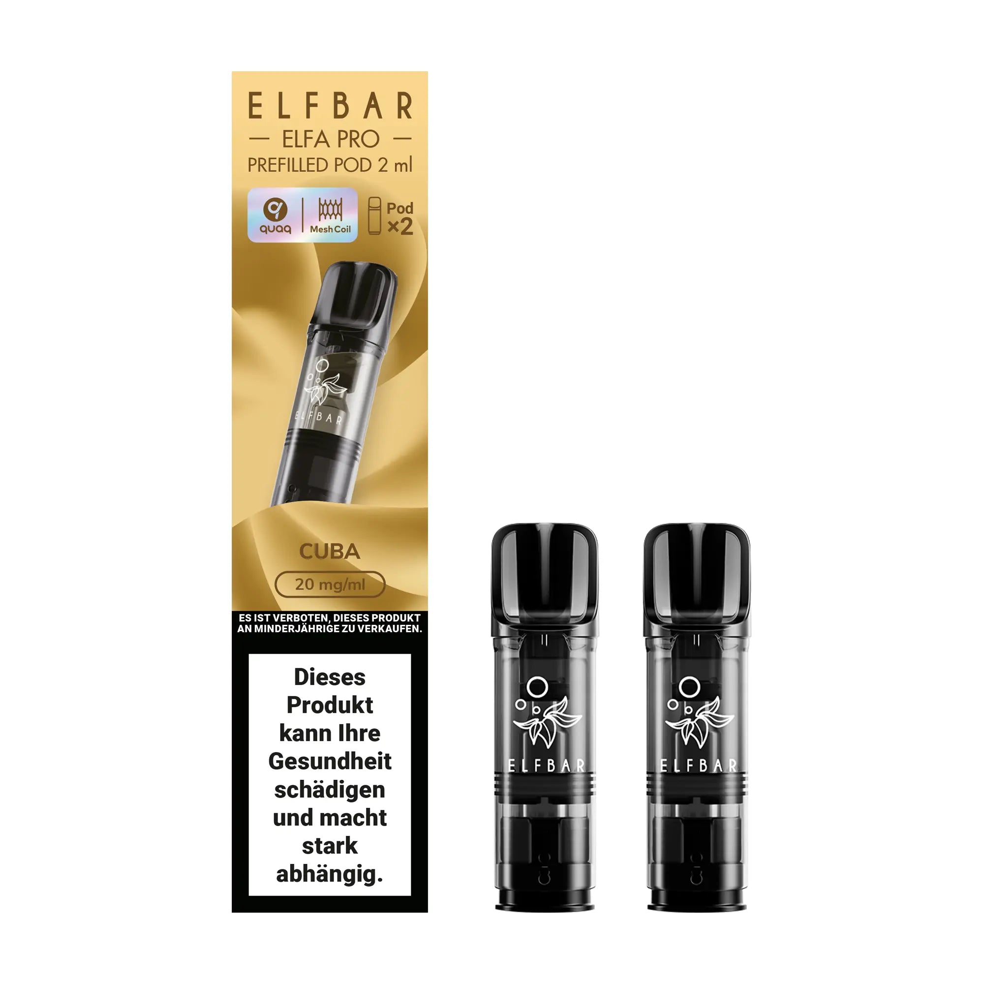 elfbar elfa pro pods 20mg mit cuba tabak aroma, 2 pods mit 1200 puffs