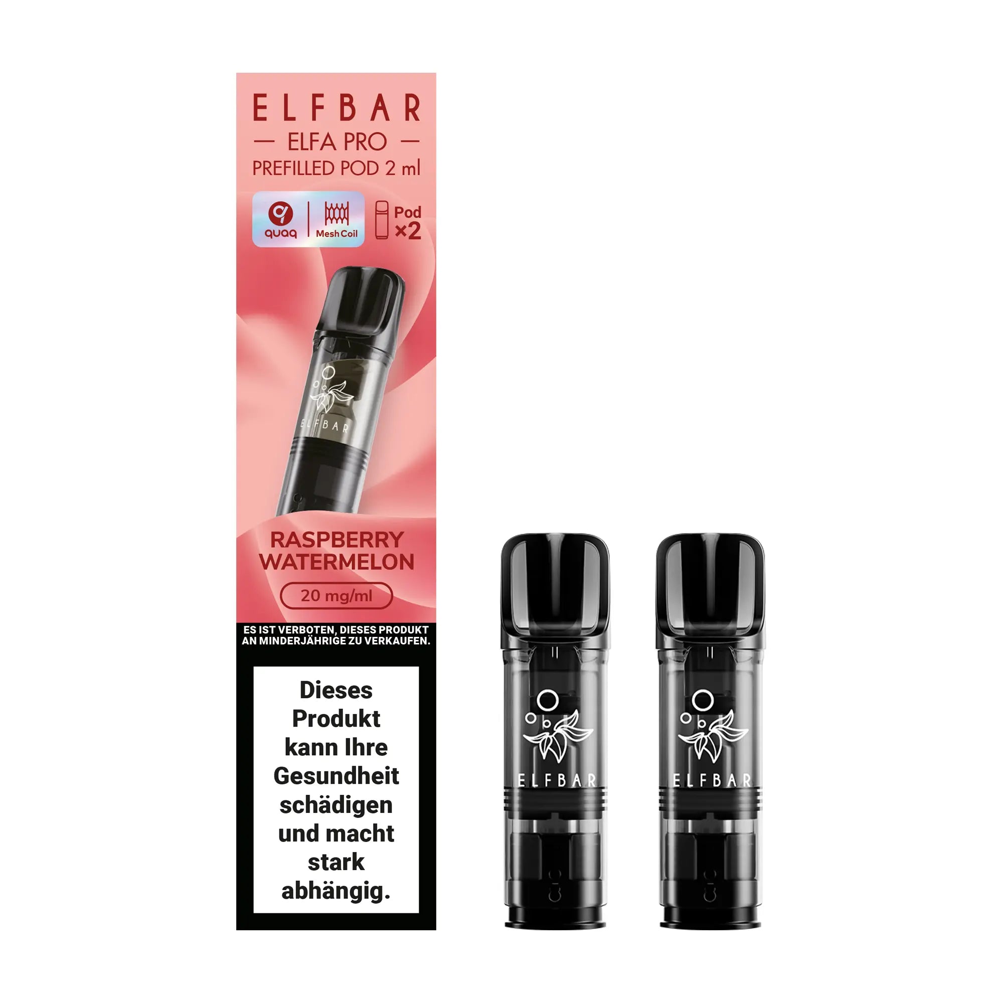 elfbar elfa pro pods 20mg mit wassermelone himbeer aroma, 2 pods mit 1200 puffs