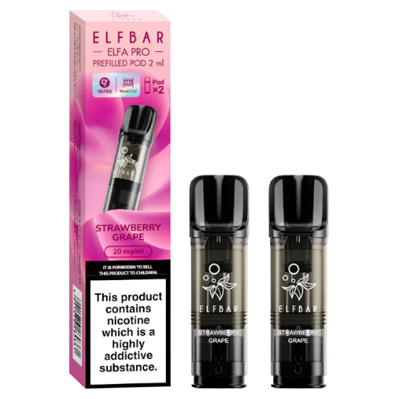 elfbar elfa pro pods 20mg mit strawberry grape aroma, 2 pods mit 1200 puffs