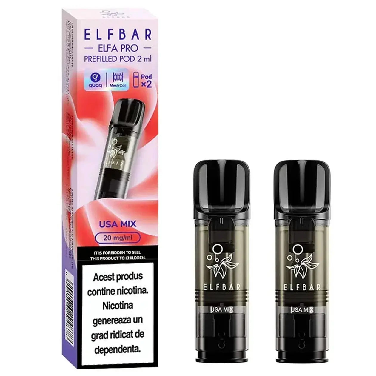 elfbar elfa pro pods 20mg mit usa mix tabak aroma, 2 pods mit 1200 puffs