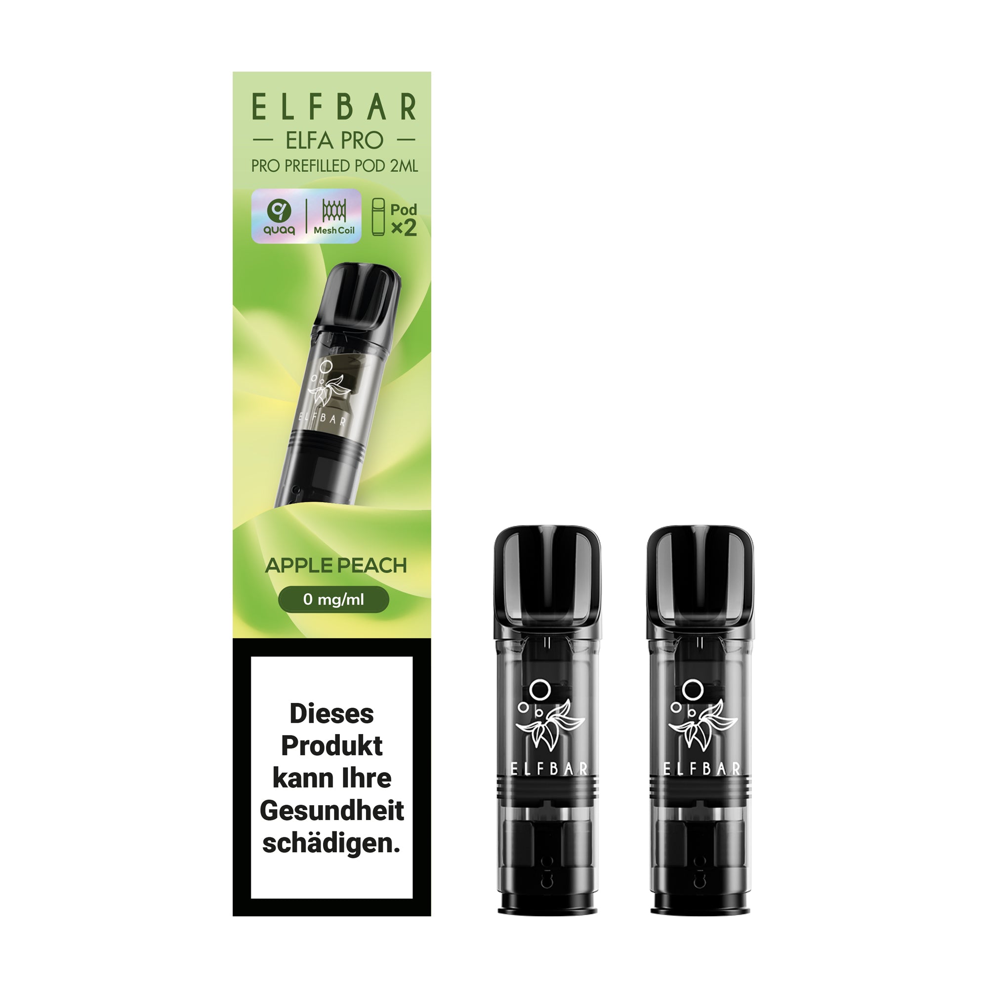 elfbar elfa pro pods ohne nikotin mit apple peach aroma, 2 pods mit 1200 puffs