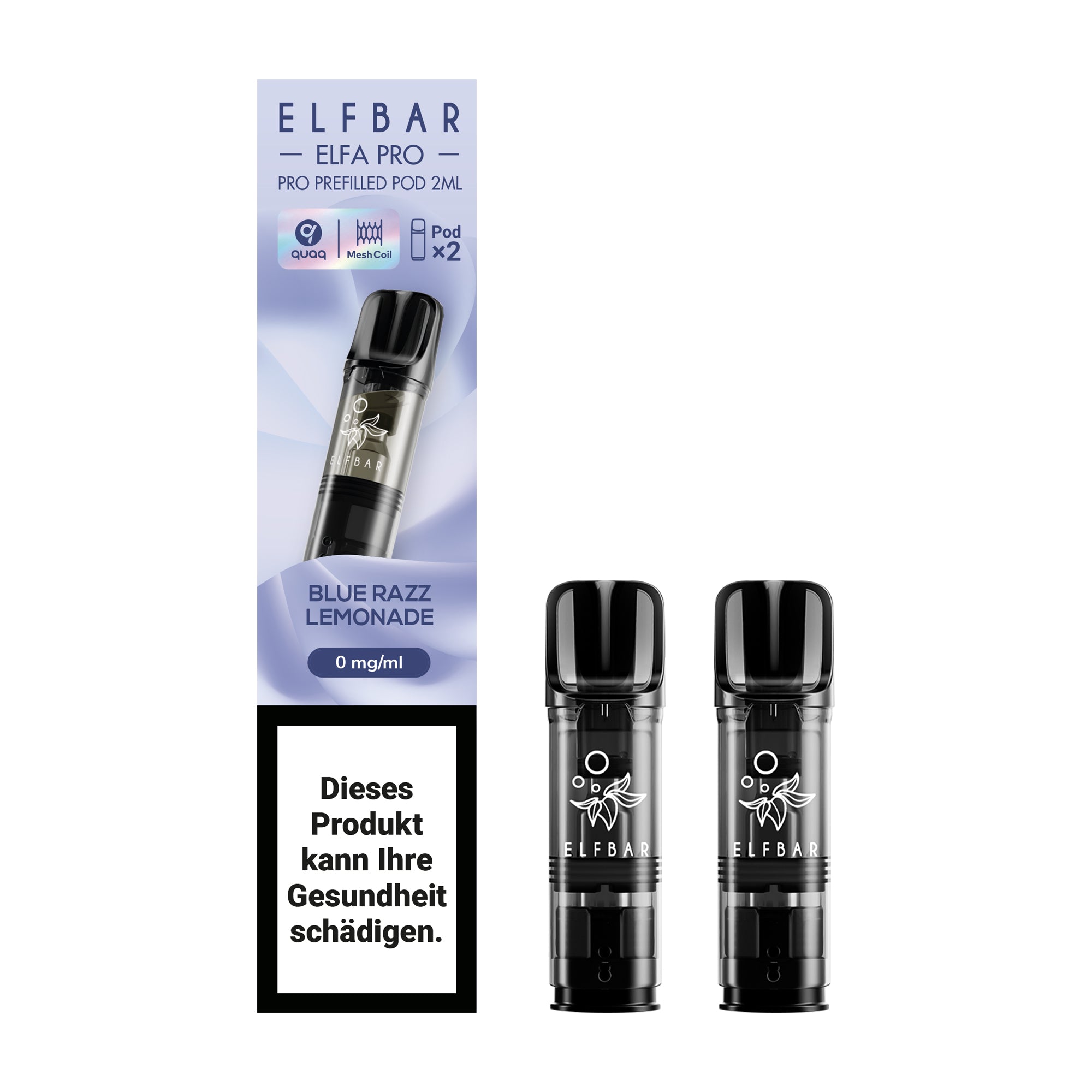 elfbar elfa pro pods ohne nikotin mit bluerazz lemonade aroma, 2 pods mit 1200 puffs