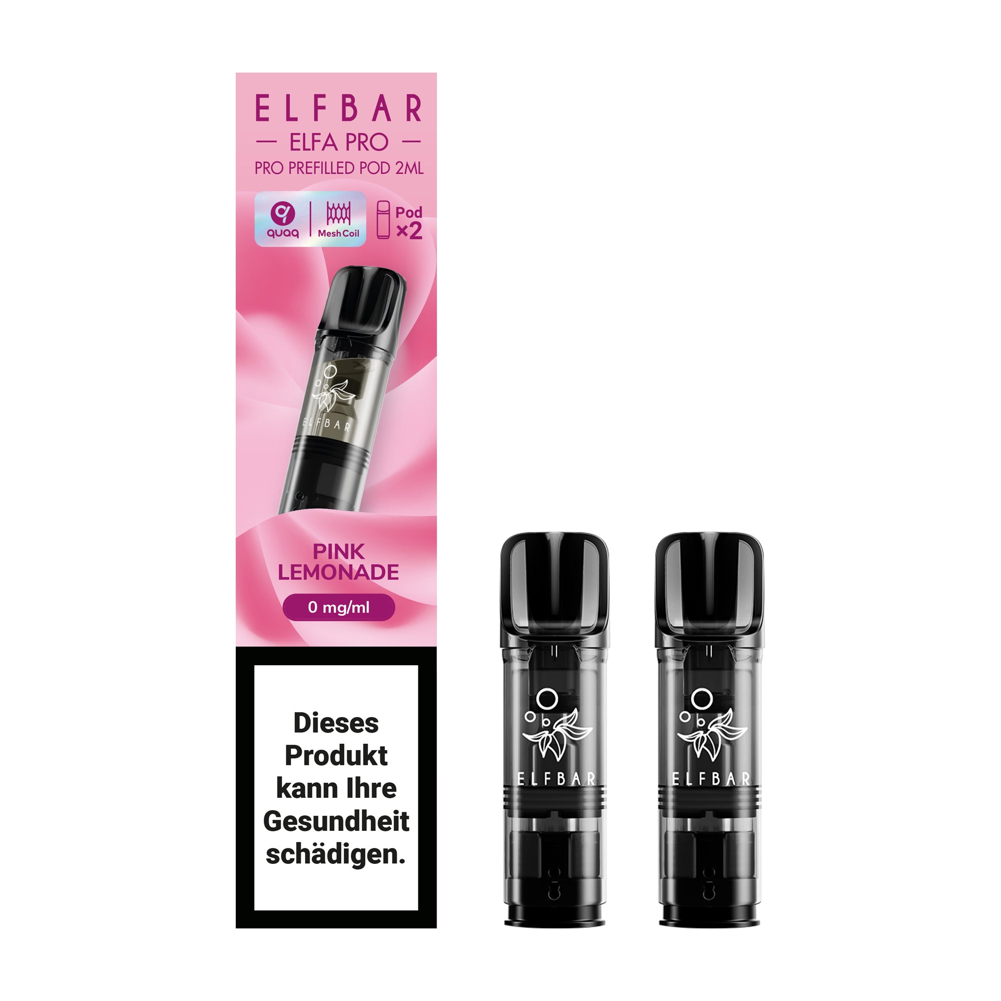 elfbar elfa pro pods ohne nikotin mit pink lemonade aroma, 2 pods mit 1200 puffs