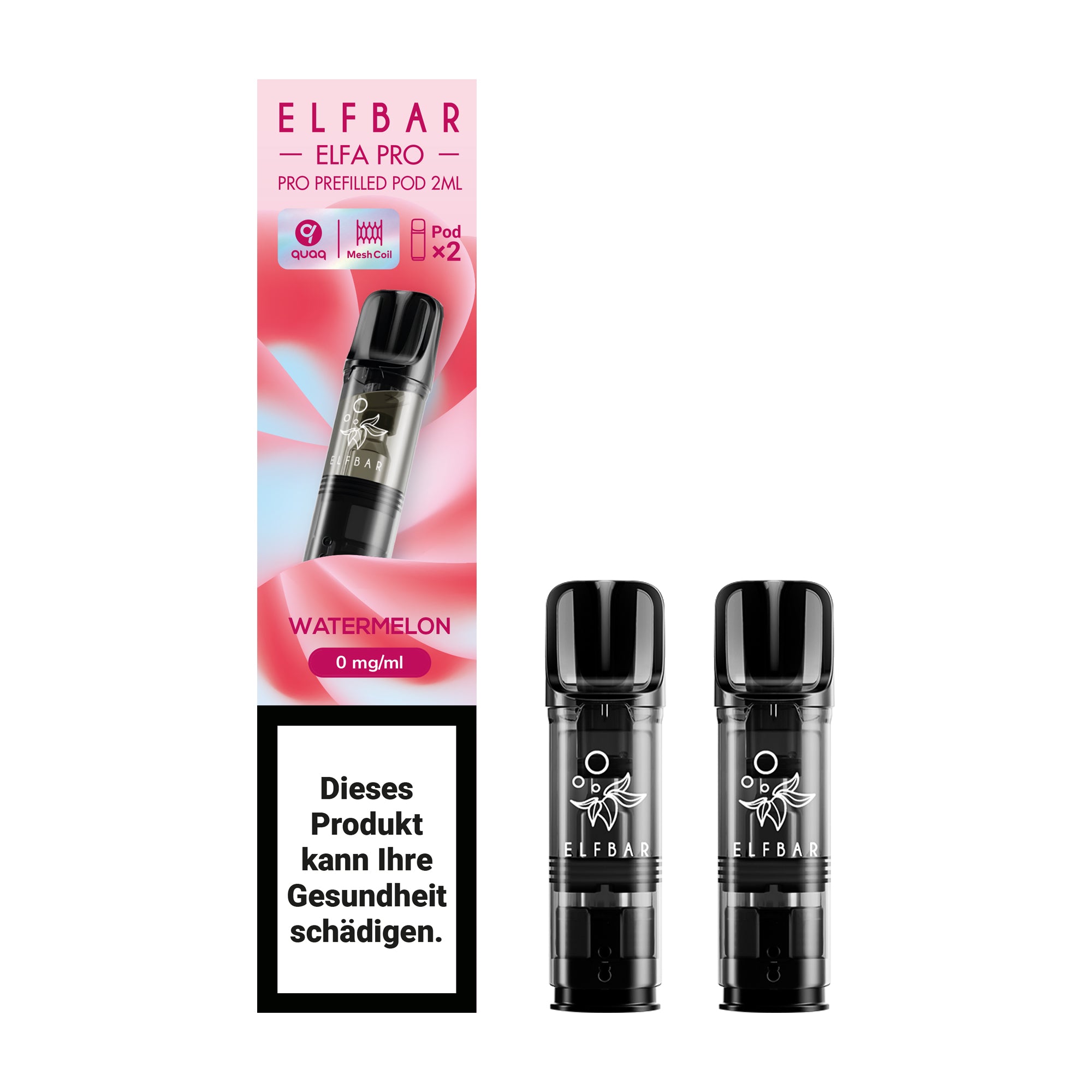 elfbar elfa pro pods ohne nikotin mit watermelon aroma, 2 pods mit 1200 puffs