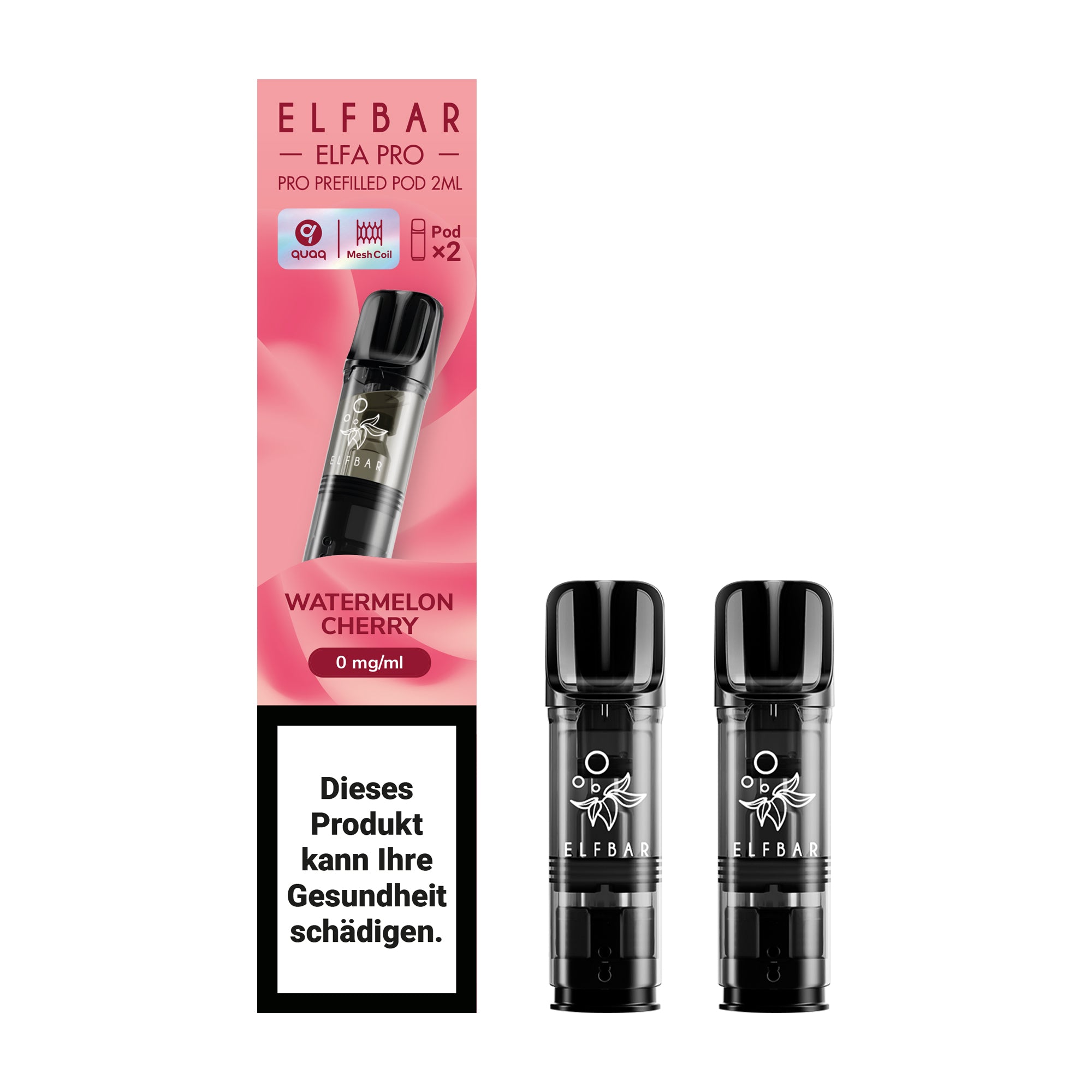 elfbar elfa pro pods ohne nikotin mit watermelon cherry aroma, 2 pods mit 1200 puffs