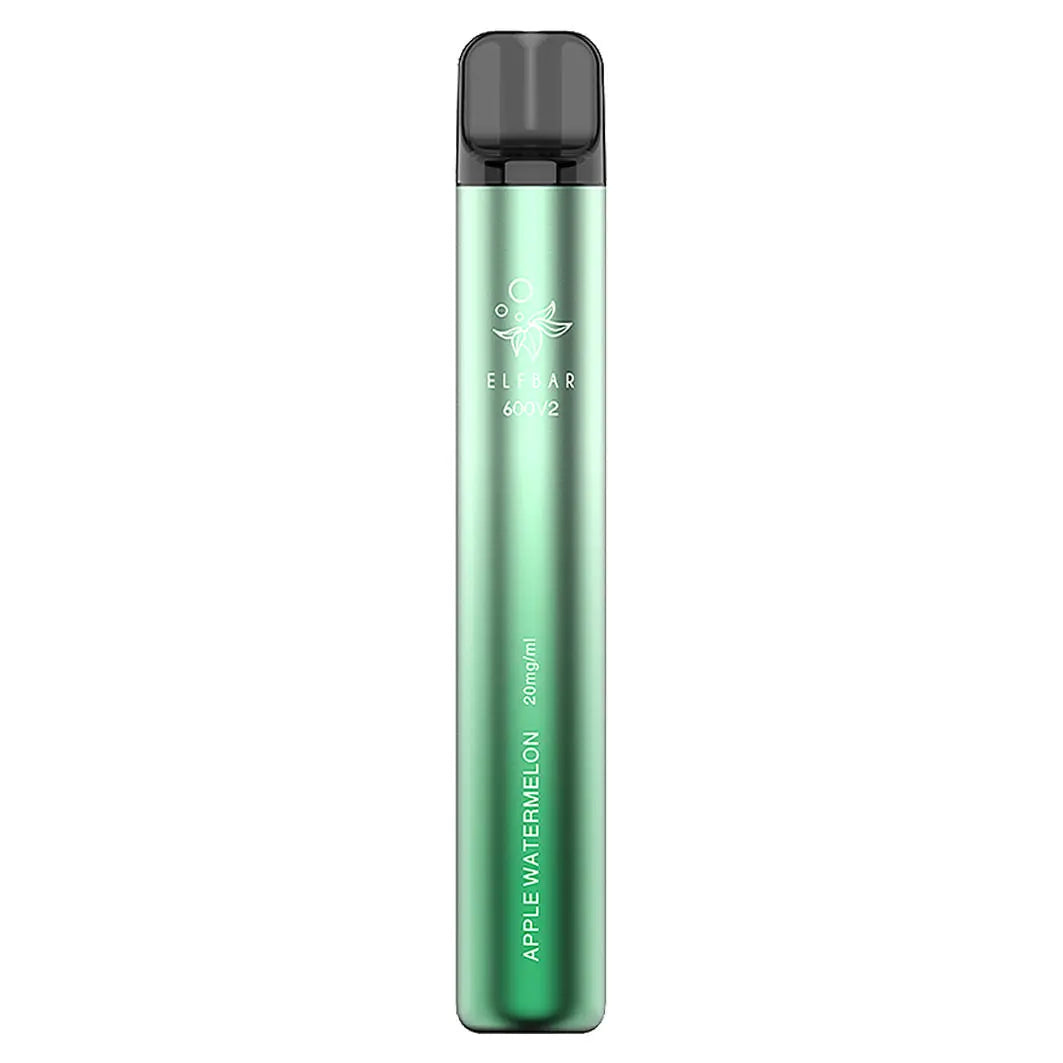 elf bar v2 einweg vape mit 600 puffs und 20mg nikotin mit dem aroma apfel wassermelone