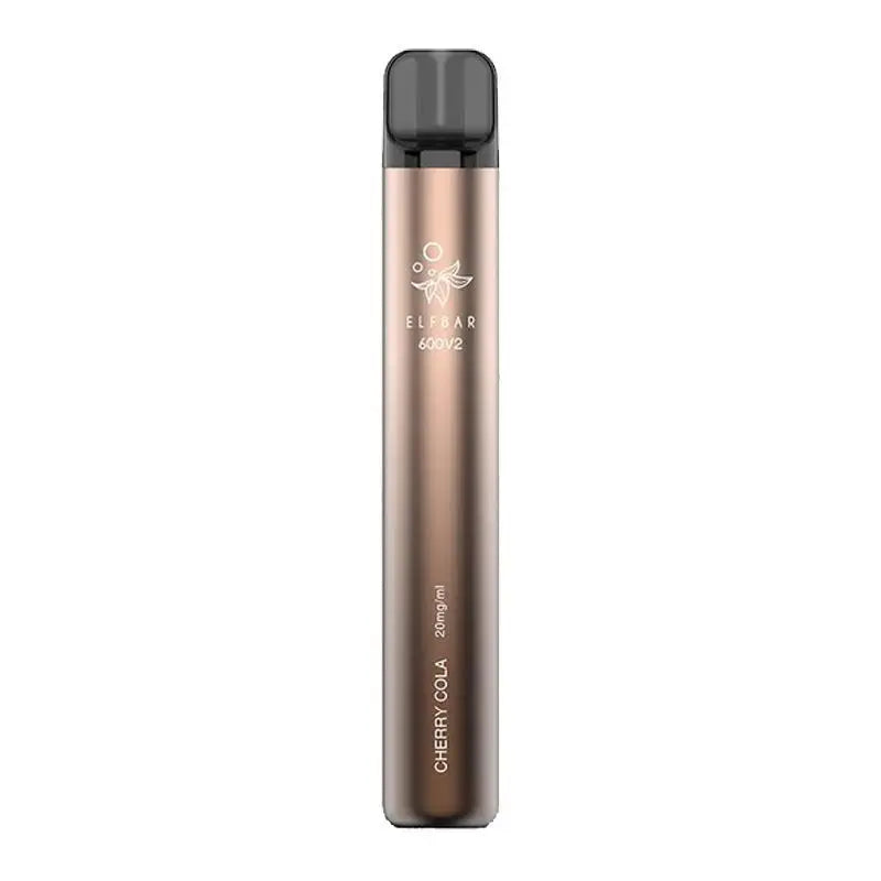 elf bar v2 einweg vape mit 600 puffs und 20mg nikotin mit dem aroma kirsche cola