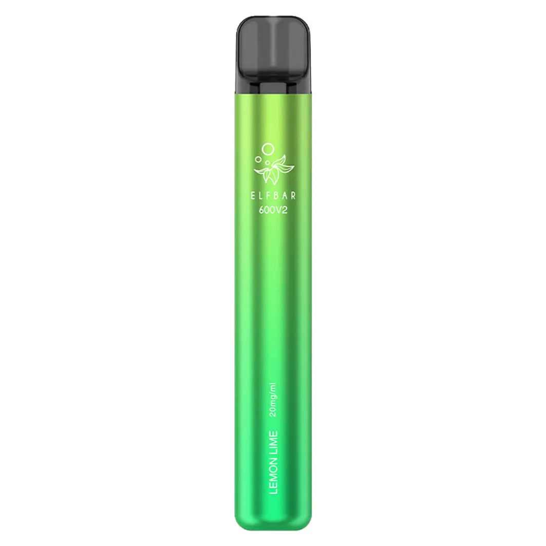 elf bar v2 einweg vape mit 600 puffs und 20mg nikotin mit dem aroma lemon lime