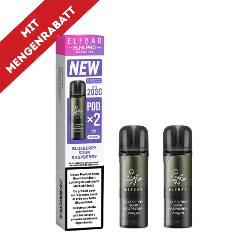 Elfbar Elfa Pro V2 Pods 20mg - Blueberry Sour Raspberry 2er Pack