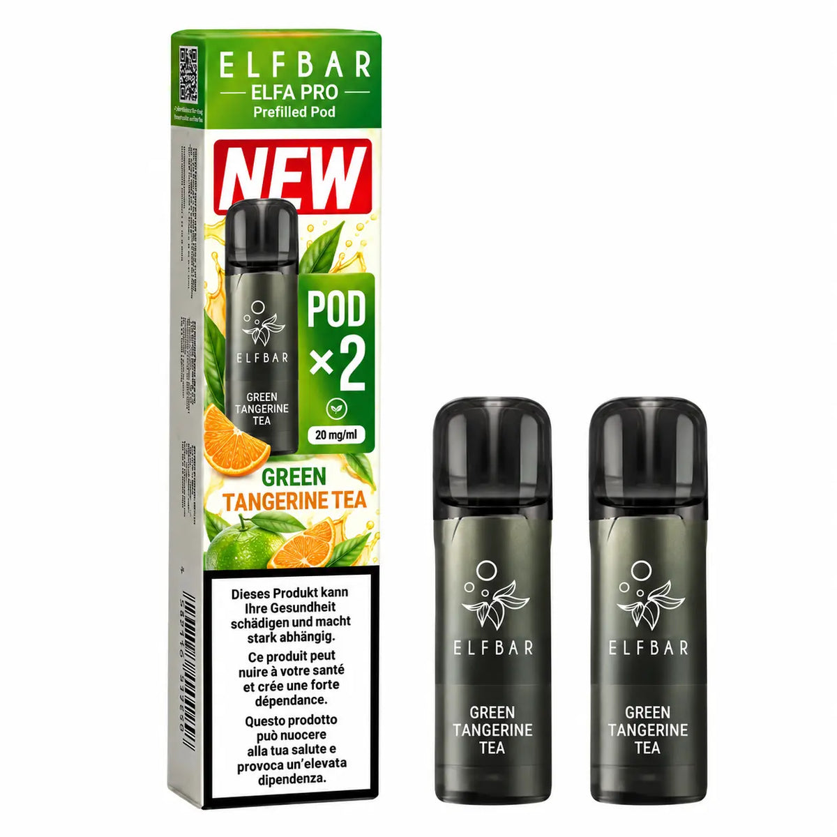 Elfbar Elfa Pro V2 Pods 20mg - Green Tangerine Tea 2er Pack