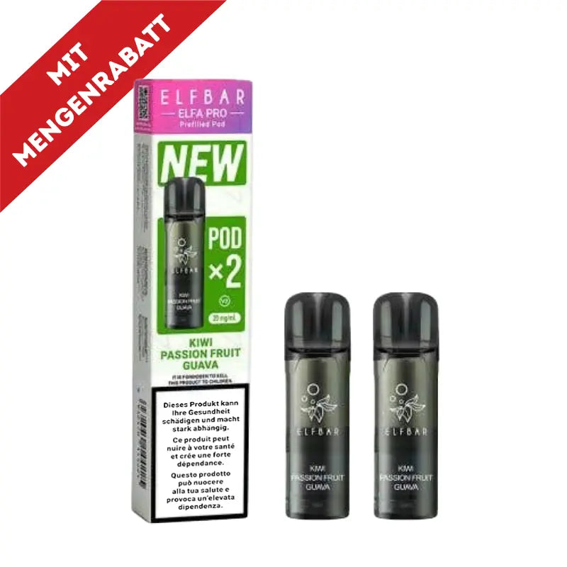 Elfbar Elfa Pro V2 Pods 20mg - Kiwi Passion Fruit Guava 2er Pack