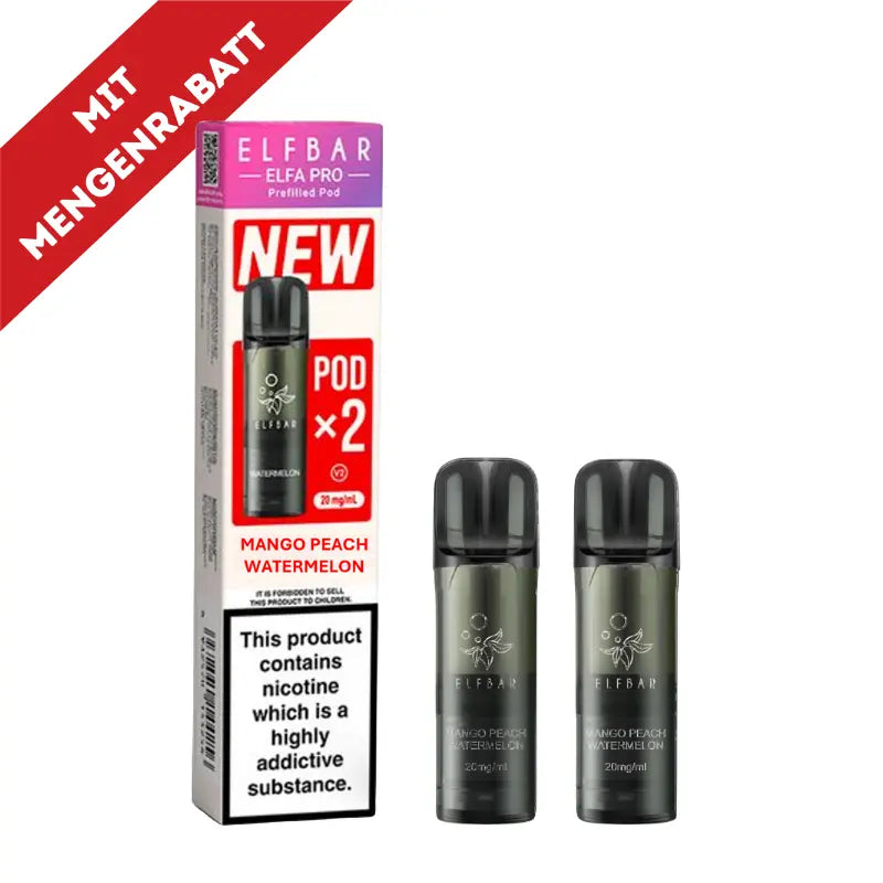 Elfbar Elfa Pro V2 Pods 20mg - Mango Peach Watermelon 2er Pack