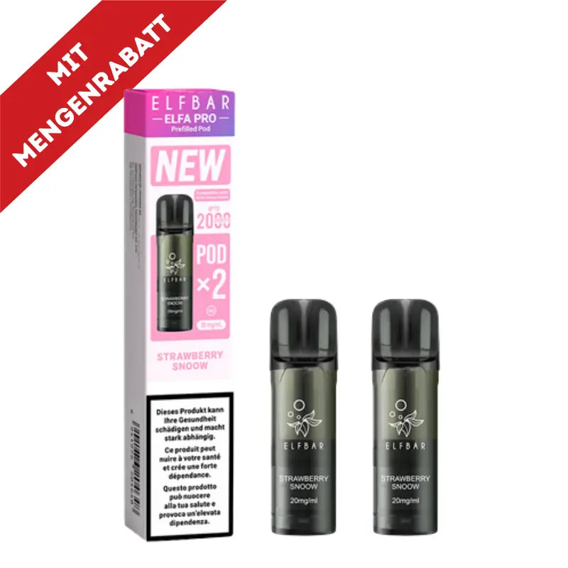 Elfbar Elfa Pro V2 Pods 20mg - Strawberry Snoow 2er Pack